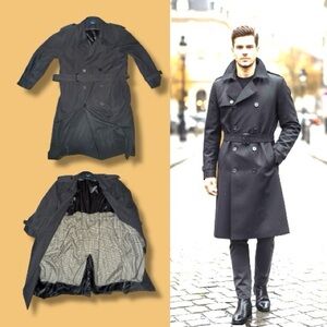 Towncraft Vintage Coat Gray Belted Trench Dark Academia Old Money Men's Size 40S